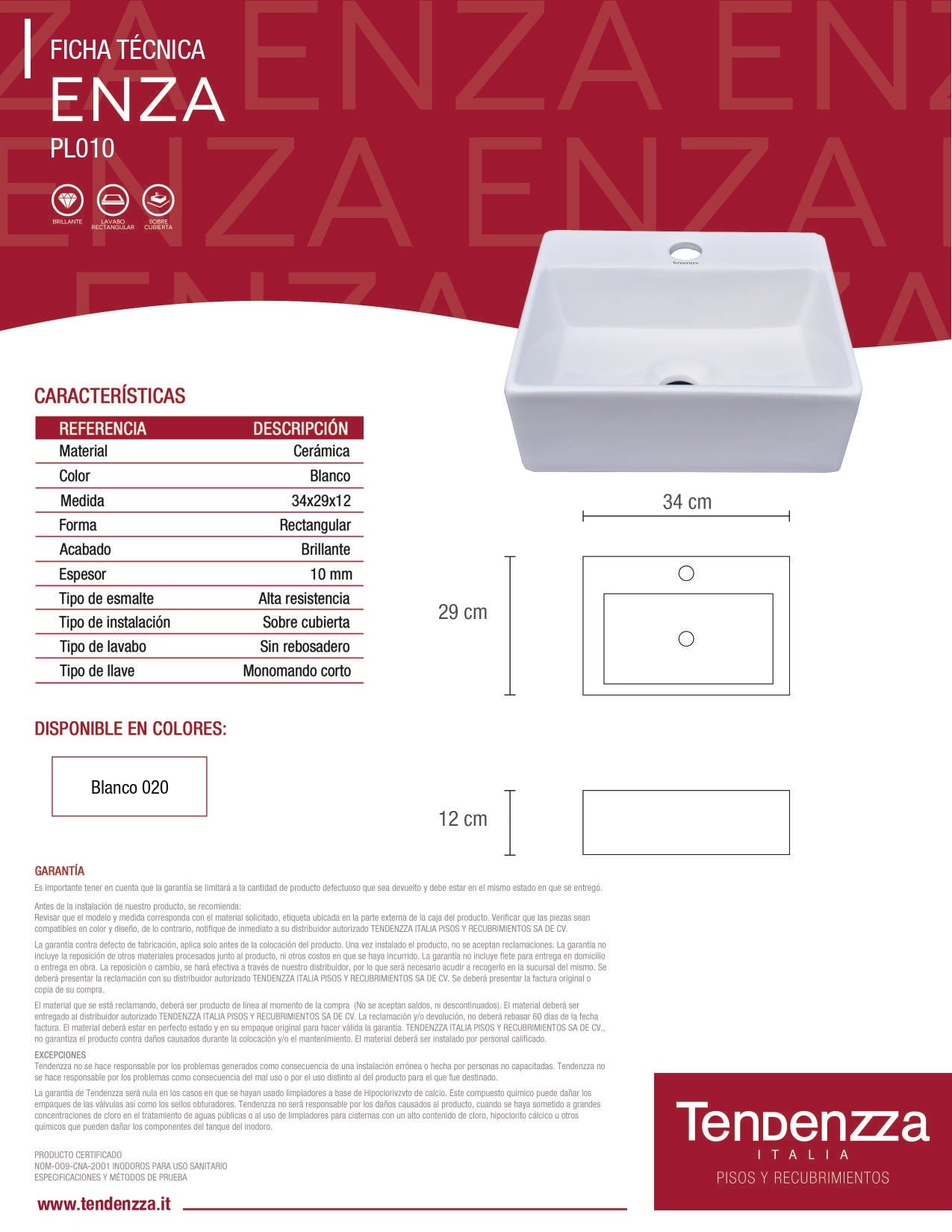 Lavabo Enza Blanco de Tendenzza