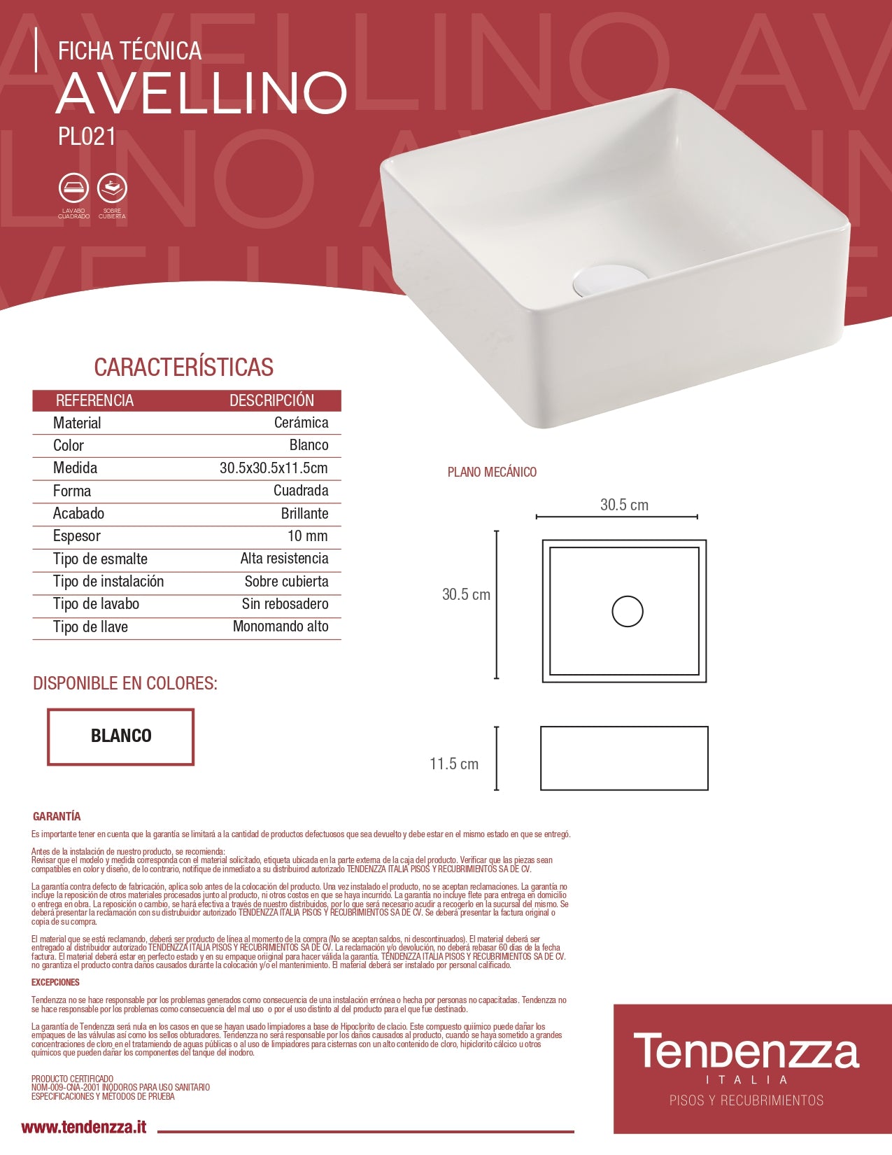 Lavabo Tendenzza Avellino Ovalin Blanco Brillante