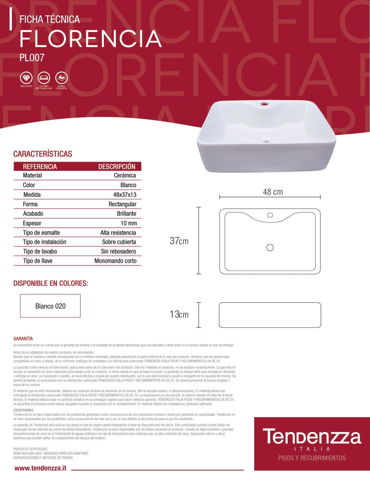 Lavabo Florencia Blanco Tendenzza