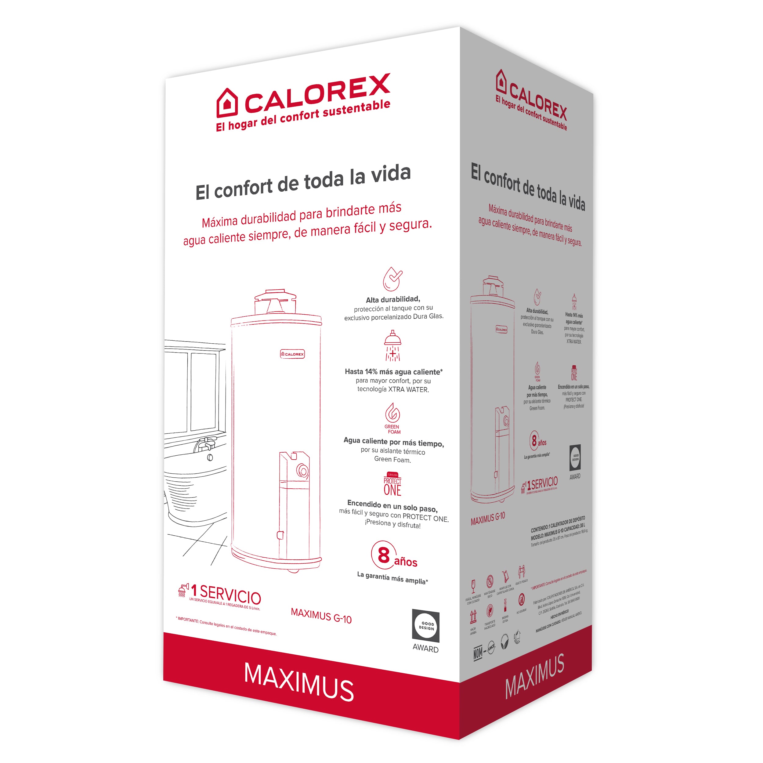 Calentador Calorex G-10 Maximus Gas Natural 38 Lts Generación 2