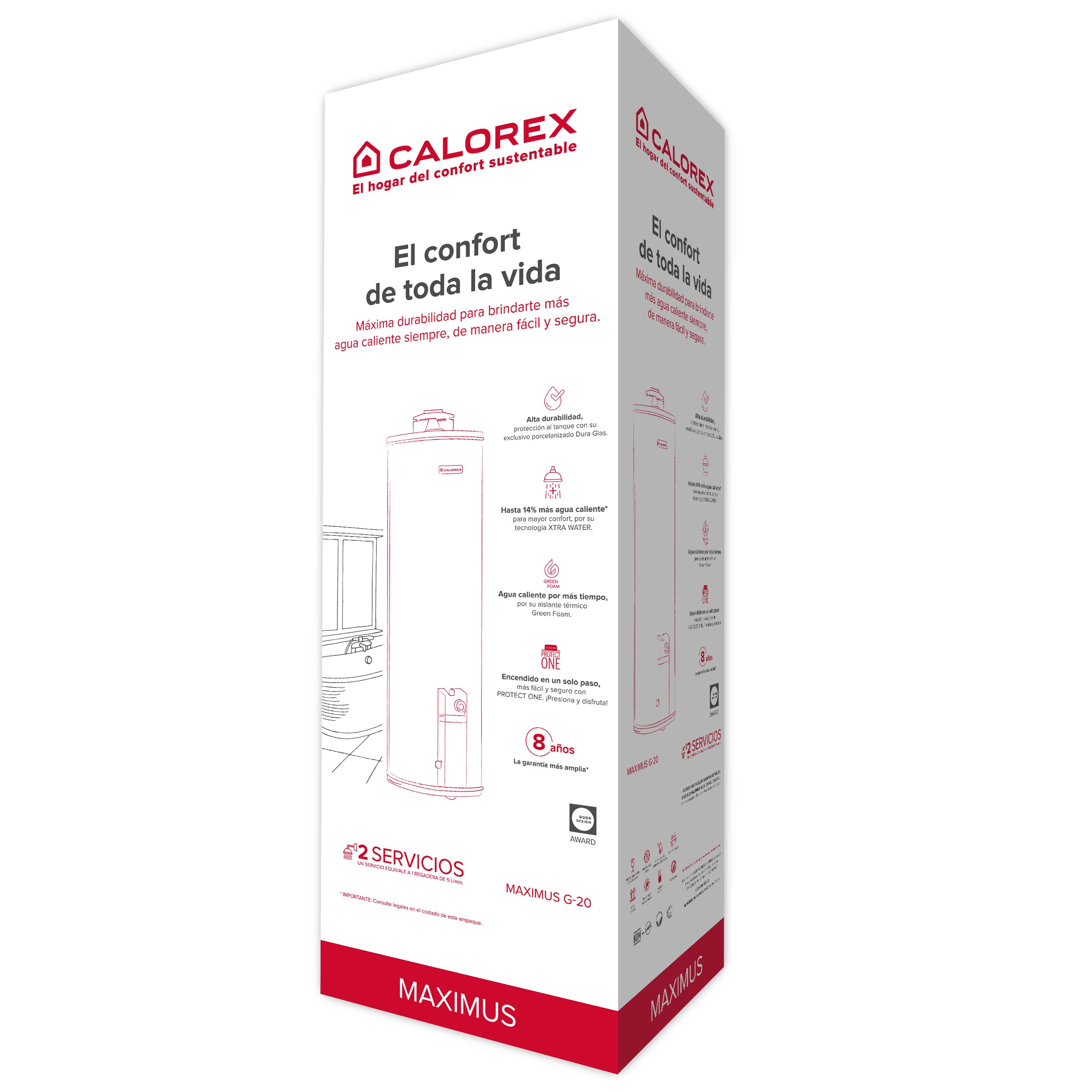 Calorex calentador G-20 Maximus Gas L.P. 72 Lts Generación 2