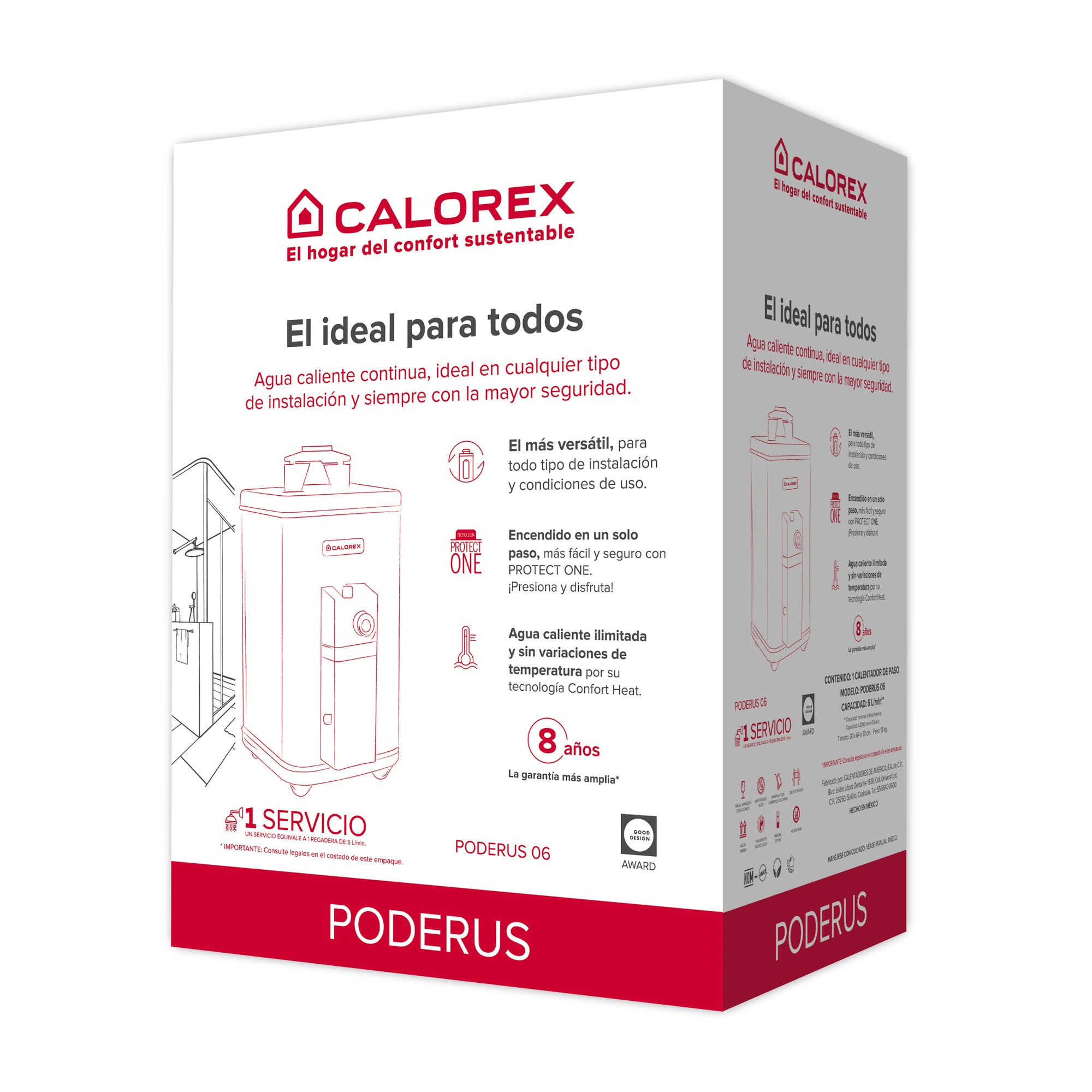 Calentador Calorex Coxdp-06 Poderus Gas Natural 6 Lts/Min Gen2