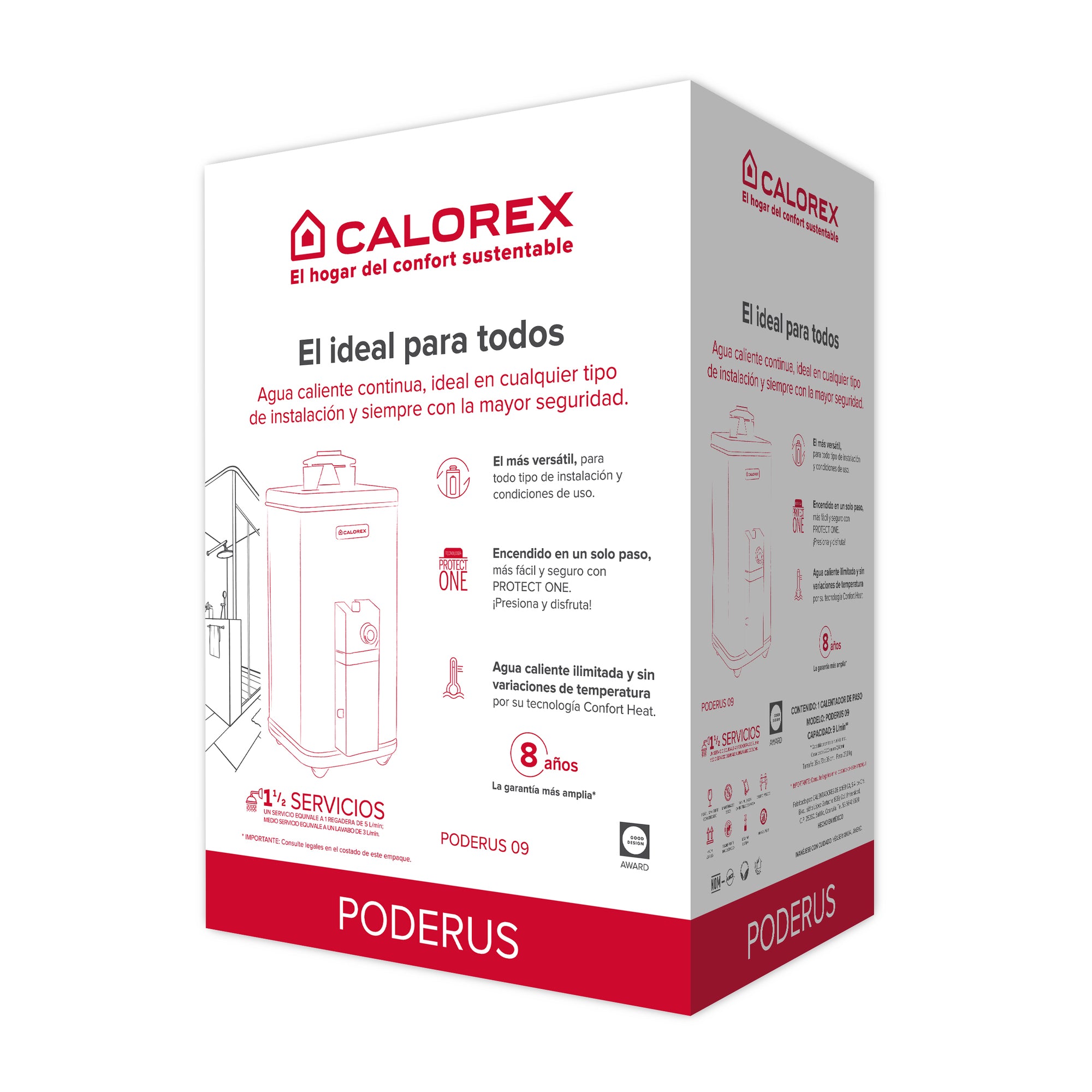 Calentador Calorex Coxdp-09 Poderus  Gas L.P. 9 Lts/Min  Generación 2