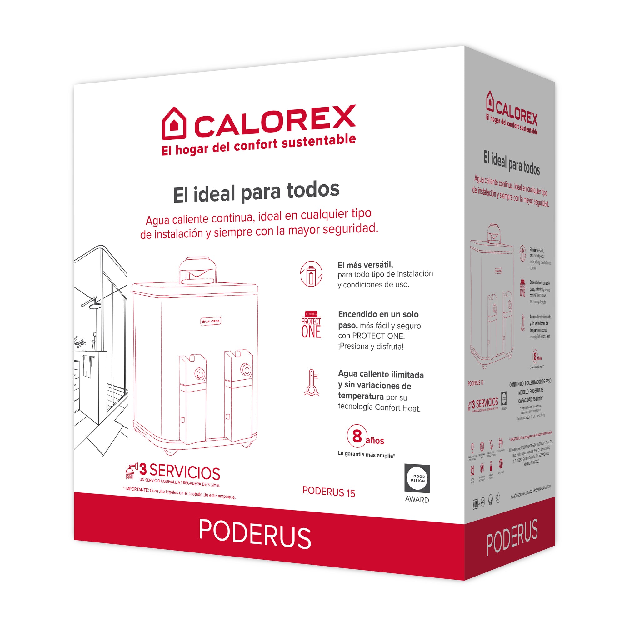 Calentador Calorex Coxdp-15 Poderus Gas LP 15 Lts/m Generación 2