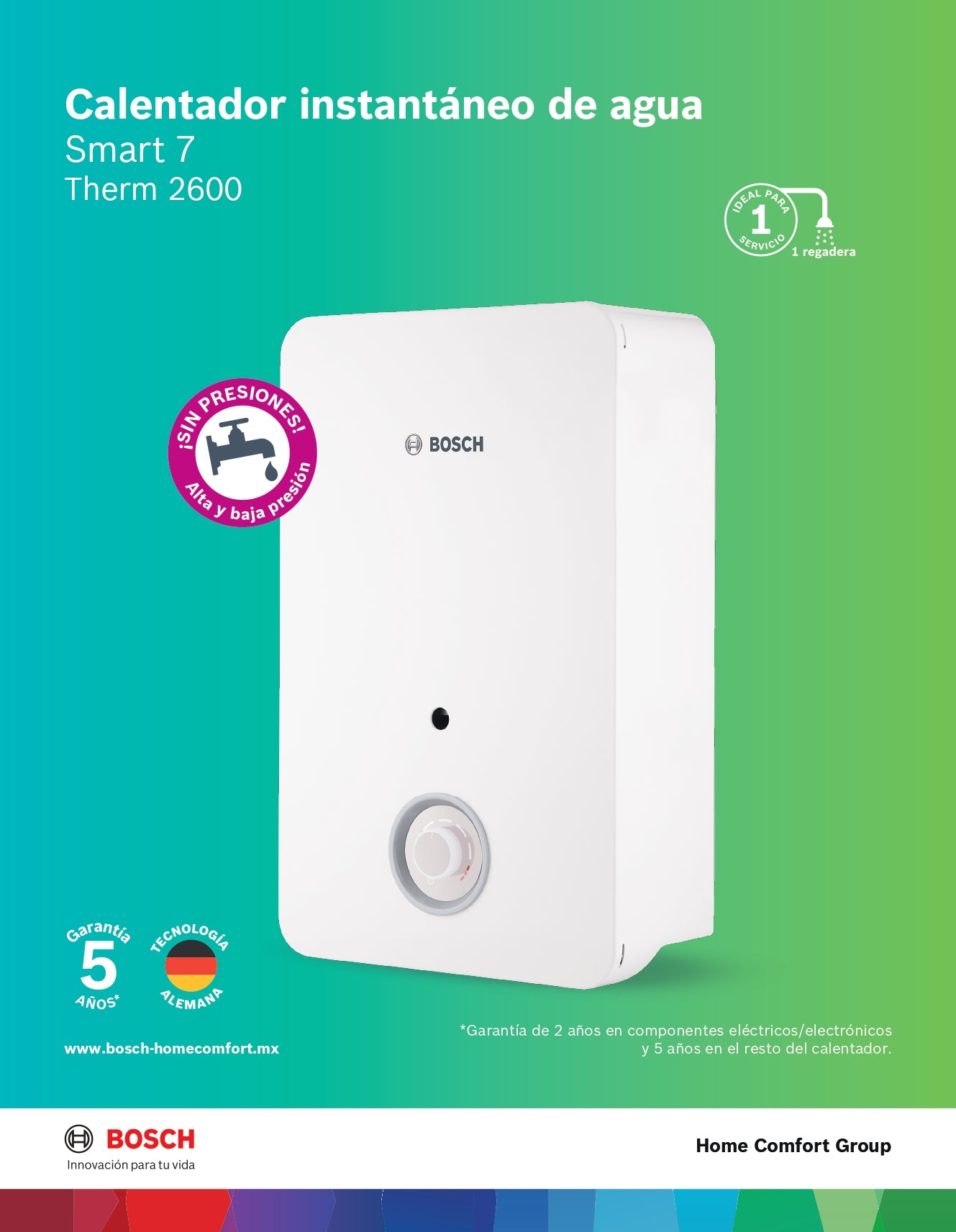 Calentador Bosch  Smart 7 Gas Lp 7 Lt/Min