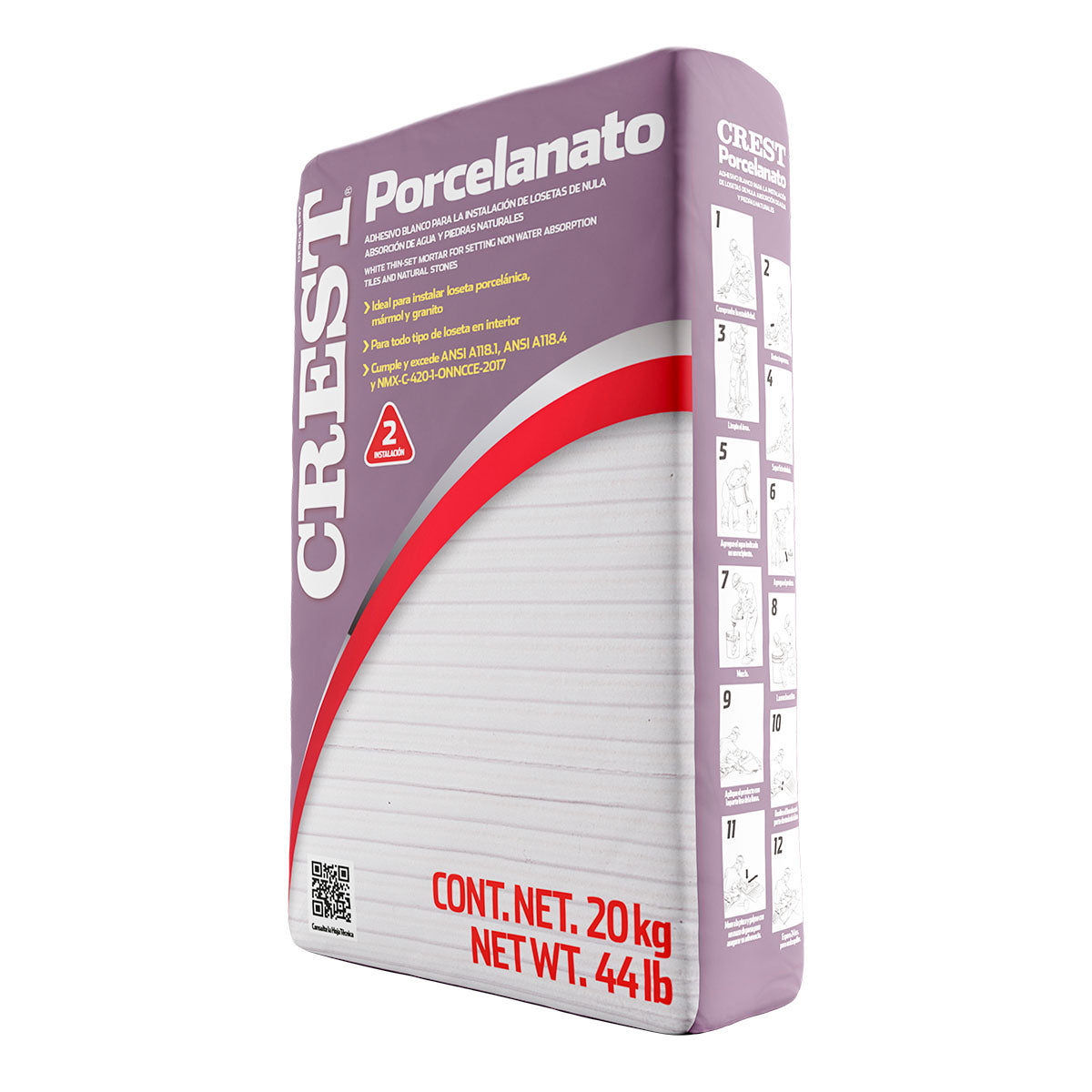 Adhesivo Crest Porcelanato Blanco 20 Kg - NUEVA PRUEBA