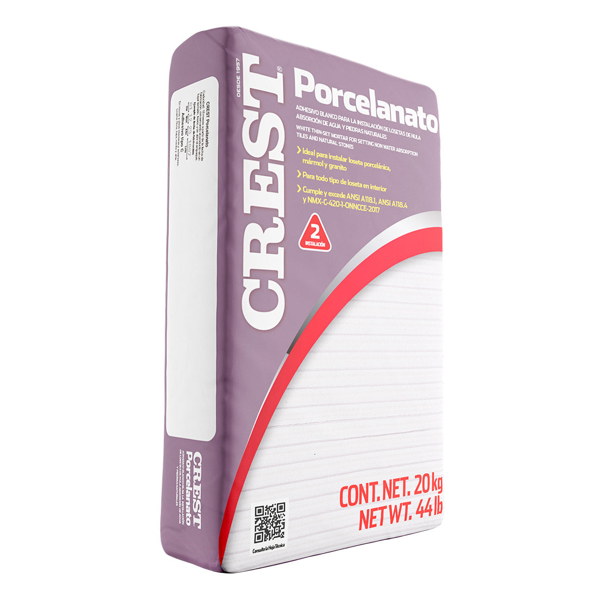 Adhesivo Crest Porcelanato Blanco 20 Kg - NUEVA PRUEBA