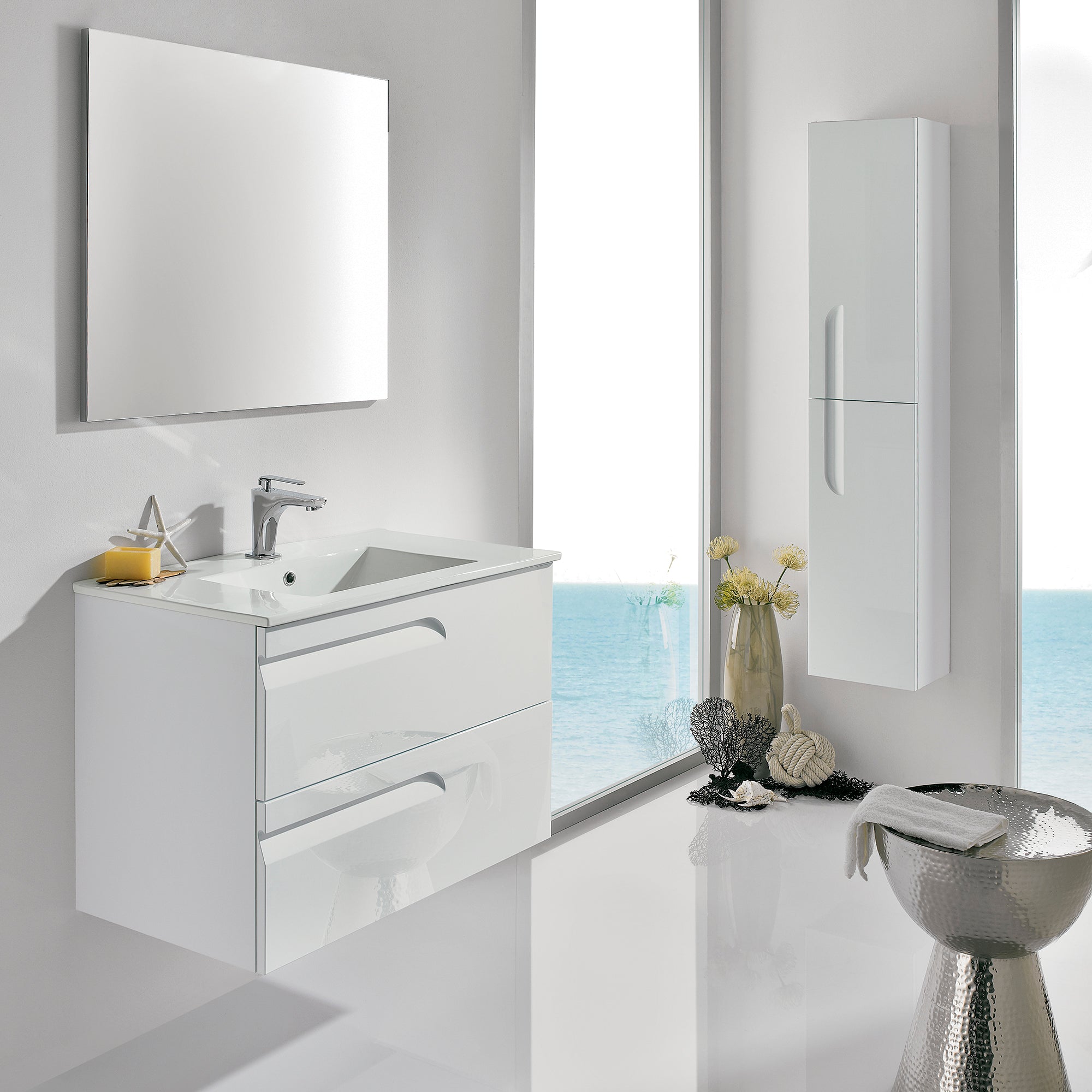 Conjunto Royomex Vitale 80 Empotrado Lavabo Orbis Blanco