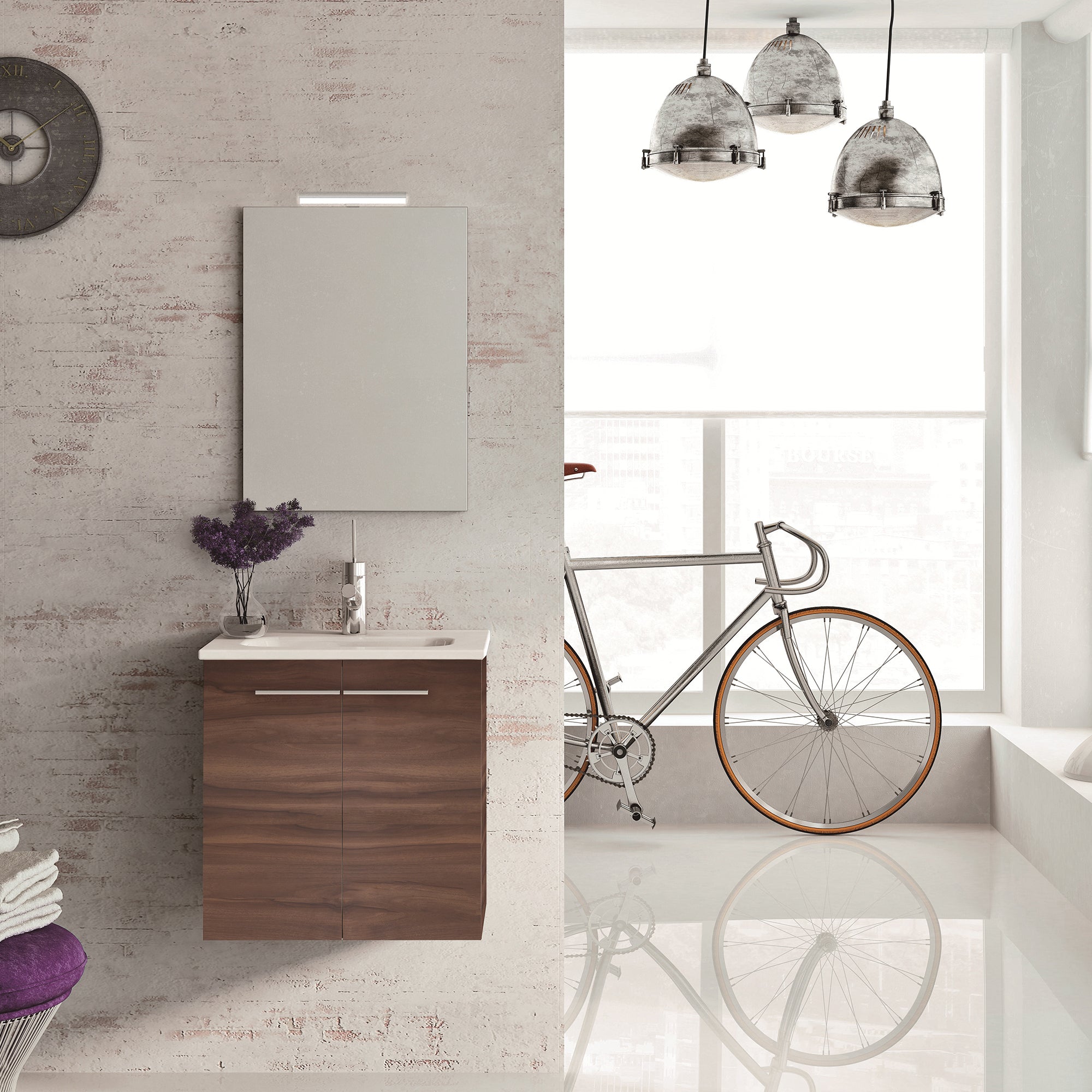 Conjunto Royomex Urban Pack 50 (2-Puertas) Lavabo Spirit Nogal Terracota